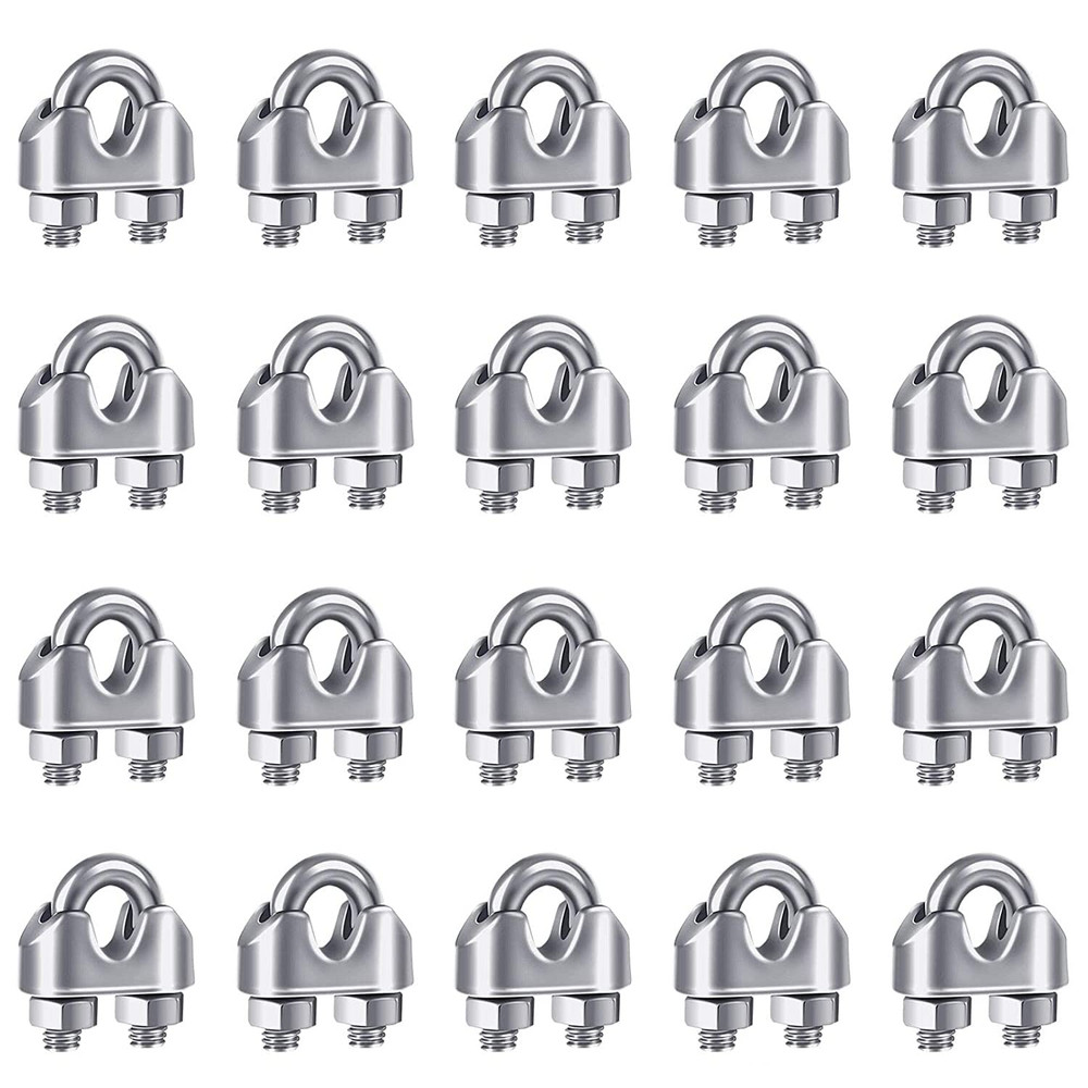 20PCS 1/8 Inches M3 Stainless Steel Wire Rope Cable Clip Clamp