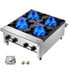 VEVOR 24″ Commercial Gas Stove 4 Burners Countertop Cooking Hot Plate Propane