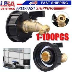 275 330 Gallon IBC Tote Water Tank Adapter 2″ Brass Hose Faucet Valve Connector