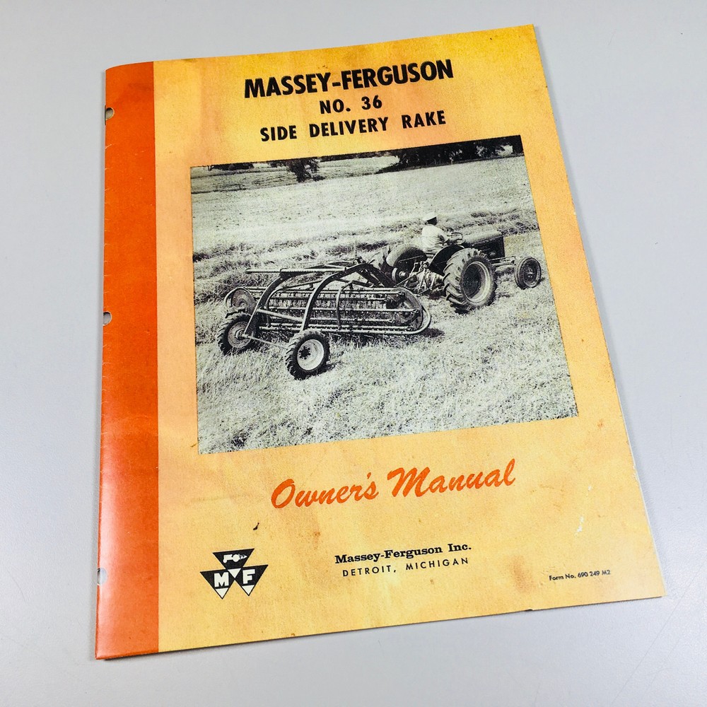 Massey Ferguson Mf 36 Side Delivery Rake Owner Operators Manual Hay