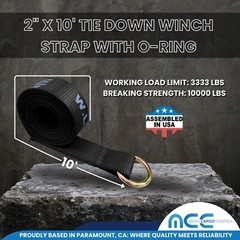 USA 2″ x 10′ Winch Lasso Strap O Ring Tow Truck Trailer Wheel-Lift Tire Harness