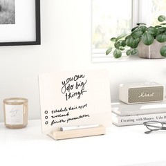 8″x10″ Acrylic Desktop Board With Wood Tray Base Cream