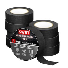 Wire Harness Tape 8 Rolls-Total 328 FT, Polyester Fabric,Flame Retardant,at 257℉