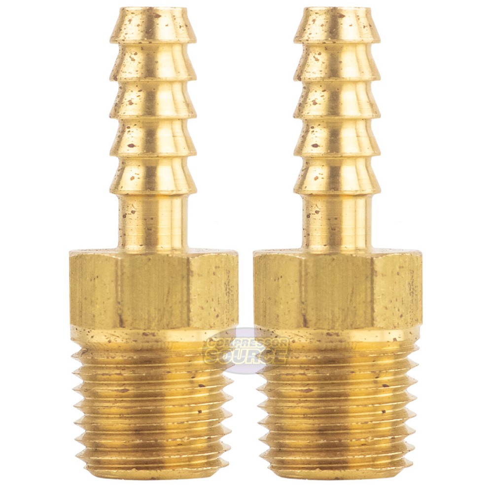 Brass Hose Barbs 1/4″ Male NPT for 1/4″ ID Hoses Barbed Fitting Air Fuel 2 Pack