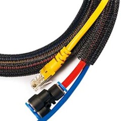 3x 50FT 1″ Self Closing Cable Sleeve Sock Wrap Braided Flexible Organizer Black