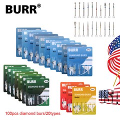 100x Brocas de fresa de diamante para dentista dental Taladro FG 1,6 mm