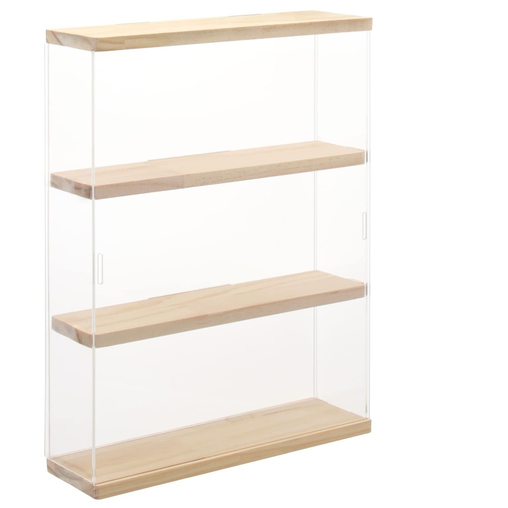 Clear Acrylic Display Case Stand with Wood Base 2 Tier、3 Tier、12/24 Compartme…