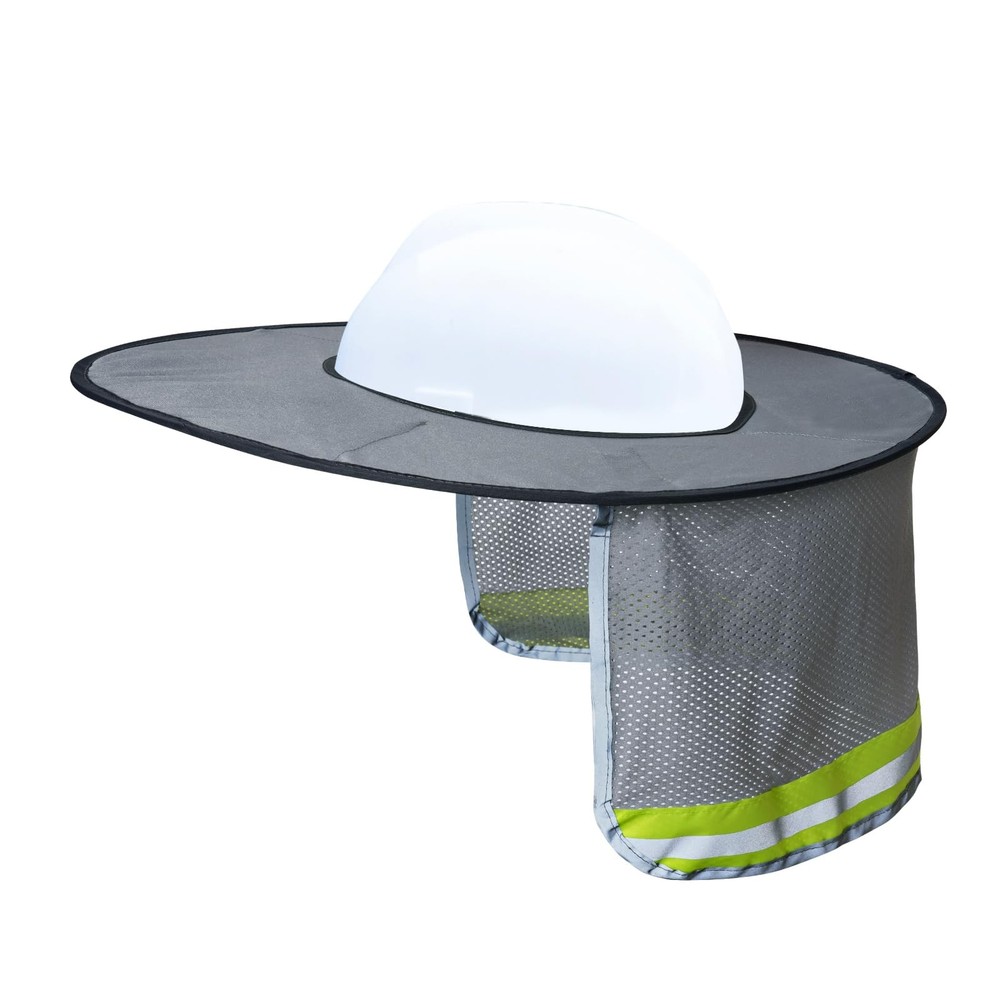 Topbuti Hard Hat Sun Shield Full Brim Mesh Sunshade, High Visibility Grey
