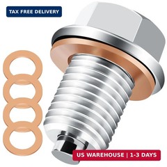 Magnetic Oil Drain Plug M14x1.5 Stainless Steel Oil Pan Bolt with 5 Copper Washe