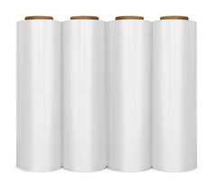 18″ x 1500′ 80 Gauge Pre-Stretched Stretch Wrap Film 4 Rolls Clear Pallet Wrap