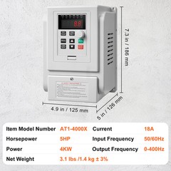 5HP 4KW 220V Variable Frequency Drive VFD for 3-Phase Motor Speed Control