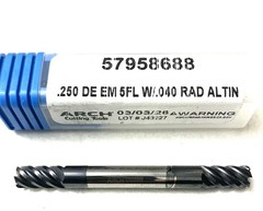 ARCH 1/4″ 5FL Corner Radius End Mill .040R Double End Solid Carbide AlTiN NEW