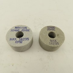 Norton 32A60 J5VBE 2″ x 1″ x 5/8″ Alundum Grinding Wheels Lot Of 2