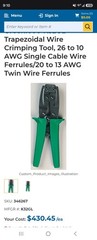 Greenlee K32GL Hand Crimper 26-10 AWG (0.14-6 mm²) Blue Handles