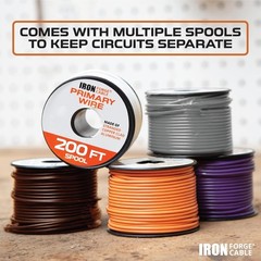 Iron Forge Cable 12 Gauge Primary Automotive Wire – 6 Roll Bulk Assortment Pack