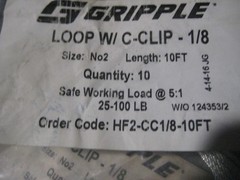 Lot of 10 Gripple.Loop with Clip Cable HF-2-CC1/8-10′ with Locks