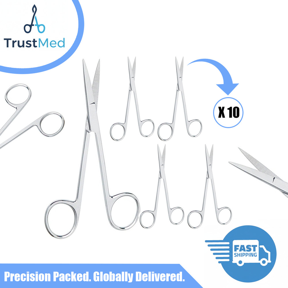 10 Pcs IRIS Scissor 4.3″ Straight Blades Sharp/Sharp Surgical Instruments Set