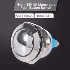 Silver 12V DC Waterproof Metal Circle Push Button Momentary Horn Switch Car/Boat