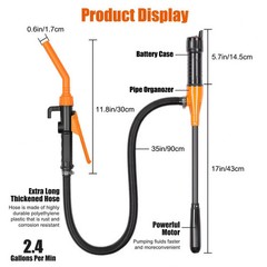Battery Powered Electric Fuel Transfer Siphon Pump Gas Oil Water 2.4 GPM NEW US