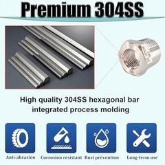 3/8″ NPT Male to 1/4″ NPT Female Hex Bushing Reducer, 304 Stainless Steel NPT…