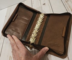 VTG Franklin Covey Brown Full-Grain Leather 2-Zipper Wallet Binder – RARE