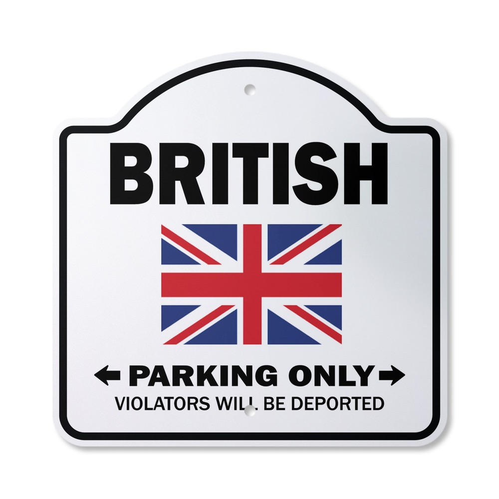 Parking For British Only Plastic Sign United Kingdom Flag National Pri