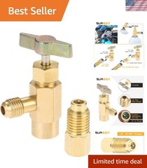 R1234YF Self-Sealing Can Tap with R134A Tank Adapter | 1/4″ SAE 1/2″ LH Threa…