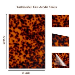 3 PCS 8×12 Inch 1/8 Tortoise Shell Cast Acrylic Sheets Leopard Pattern Laser