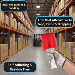 Cast Narrow Banding Stretch Wrap 5″x 1000′ 80 Gauge 12 Rolls Red Shrink Flim