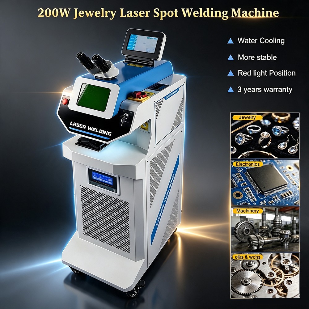 200W Jewellry Spot Laser Welding Machine Micro Precision Water Cooling For Metal