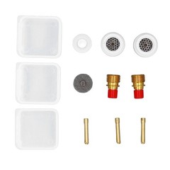 12 Pcs Set TIG Gas Lens Kit Ceramic Nozzle Short Bevel Electrode Holder Mesh