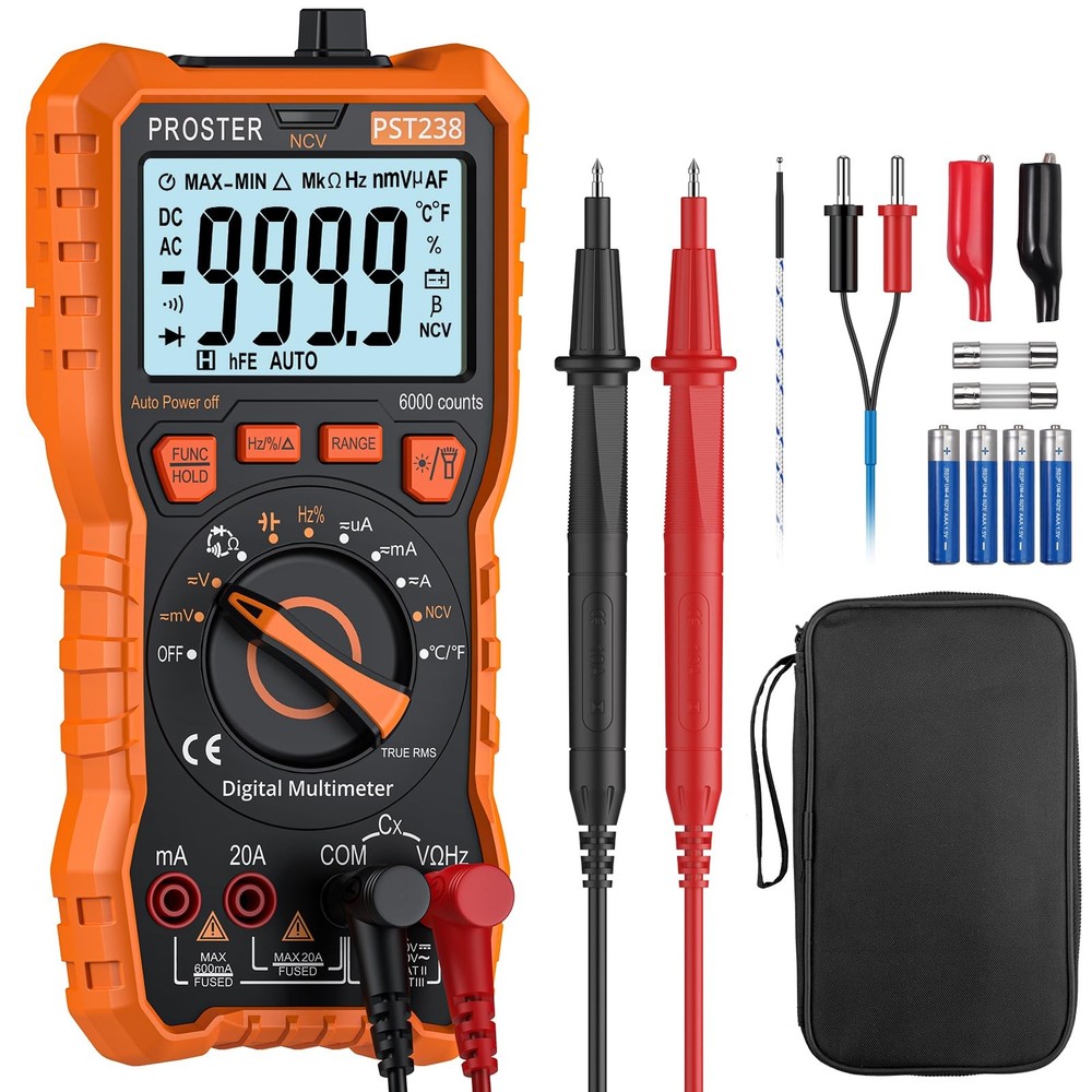 Proster Digital Multimeter 6000 3.6 x 7.7 x 2.0 inches, Updated 6000 Count