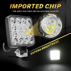 2Pcs 4Inch Square LED Work Light Pods Flood Light For Truck Offroad Tractor SUV