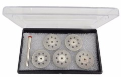 5pc Diamond Cut Off Wheel Set Lapidary Disc Saw Mandrel Abrasive Rotary Tool