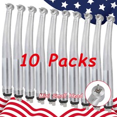 10Pcs Dental Surgical High Speed Handpiece Push Pedo Mini Head 4-Holes Fit Kid
