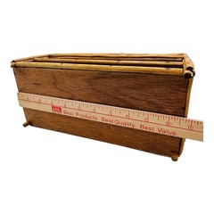 VTG Rattan Desk Organizer Bamboo Letter Tray Boho Basket Weave Office Storage