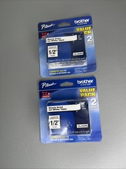 Brother TZe2312PK 1/2 in Black on White Label Tape 2-Pack Thermal 4 Total Tapes