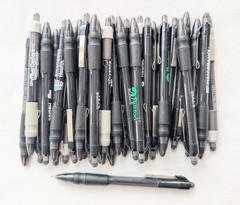 30 Misprint Click Pens MAXGLIDE Hub Pen Lot BLACK & GRAY Thick Rubber Grip