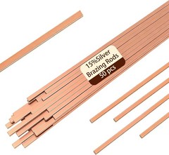 50 Sticks 15% Silver Brazing Rods – Flat Phos Copper Welding Rods for HVAC, Air