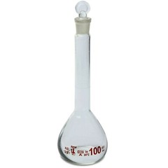 100ml Volumetric Flask, 3.3 Boro Glass, Class A, Ground Stopper (Case of 12)