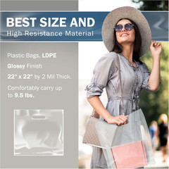 22X22 Clear Plastic Merchandise Bags, Glossy Finish, Extra Large Retail Size, 10