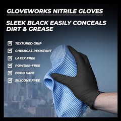 X Large Pack of 100 Black Nitrile Gloves 6 Mil Disposable Protective Gloves