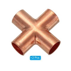 2Pcs 3/4″(19.05mm) Copper Cross Pipe Fitting 4 Way Welding Copper Connector