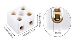 Ceramic Terminal Block High Temperature 21.5×19.5×14.2mm 500V 10 Amp 2-way 5 pcs