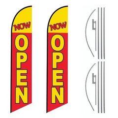Pack of 2 – Now Open 15FT Swooper Feather Flag Banner Outdoor Advertising…