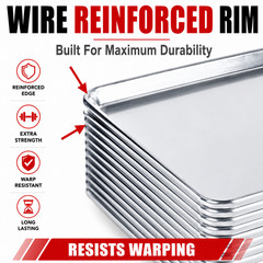 12 Pack Full Size Aluminum 18″x 26″ Bun Sheet Baking Pan Wire Rim Commercial CPS
