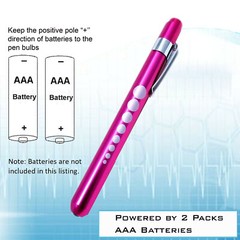 3Pocket Pink Purple Silver Aluminum LED Diagnostic Penlight Medical Pupil Gauge