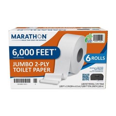 Marathon Jumbo Roll Commercial 2-Ply White Toilet Paper 6 Rolls, 1000 ft./roll