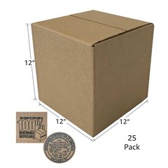 UOFFICE Bundle of 25 Corrugated Boxes 12″ x 12″ x 12″ Cube Boxes