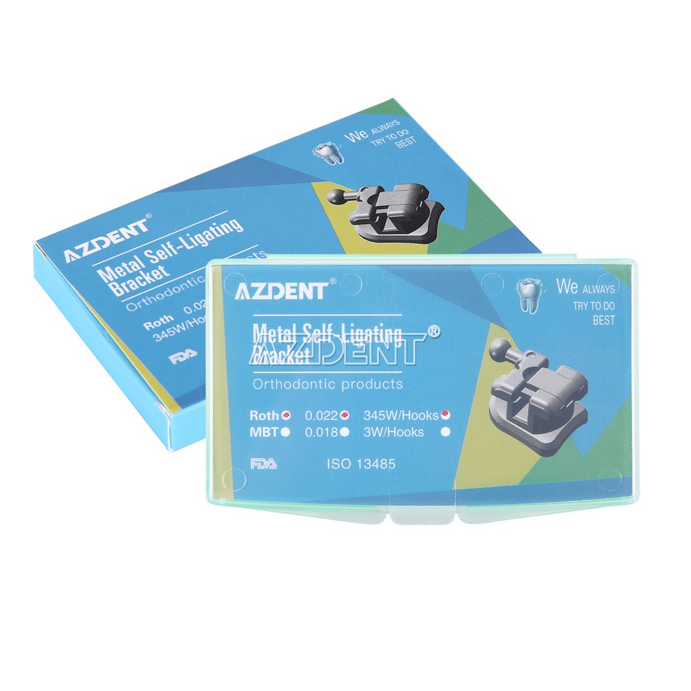 AZDENT Dental Orthodontic Self-Ligating Brackets Brace MBT Roth 0.022 Hooks/Tool